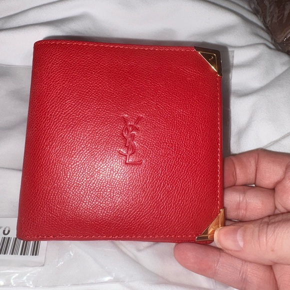 Yves Saint Laurent Red Leather Wallet - Picture 1 of 10
